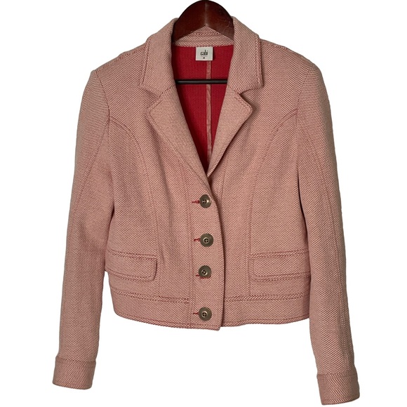 Cabi #5301 Amelia Coral Pink Button Up Bomber Jacket; Size Medium - Picture 2 of 16
